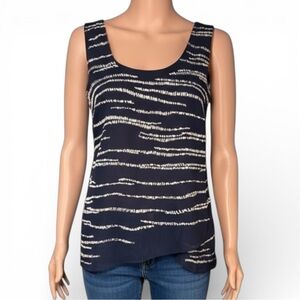 Nic + Zoe Navy Sleeveless Metallic Embroidered Tank Top – Size PS